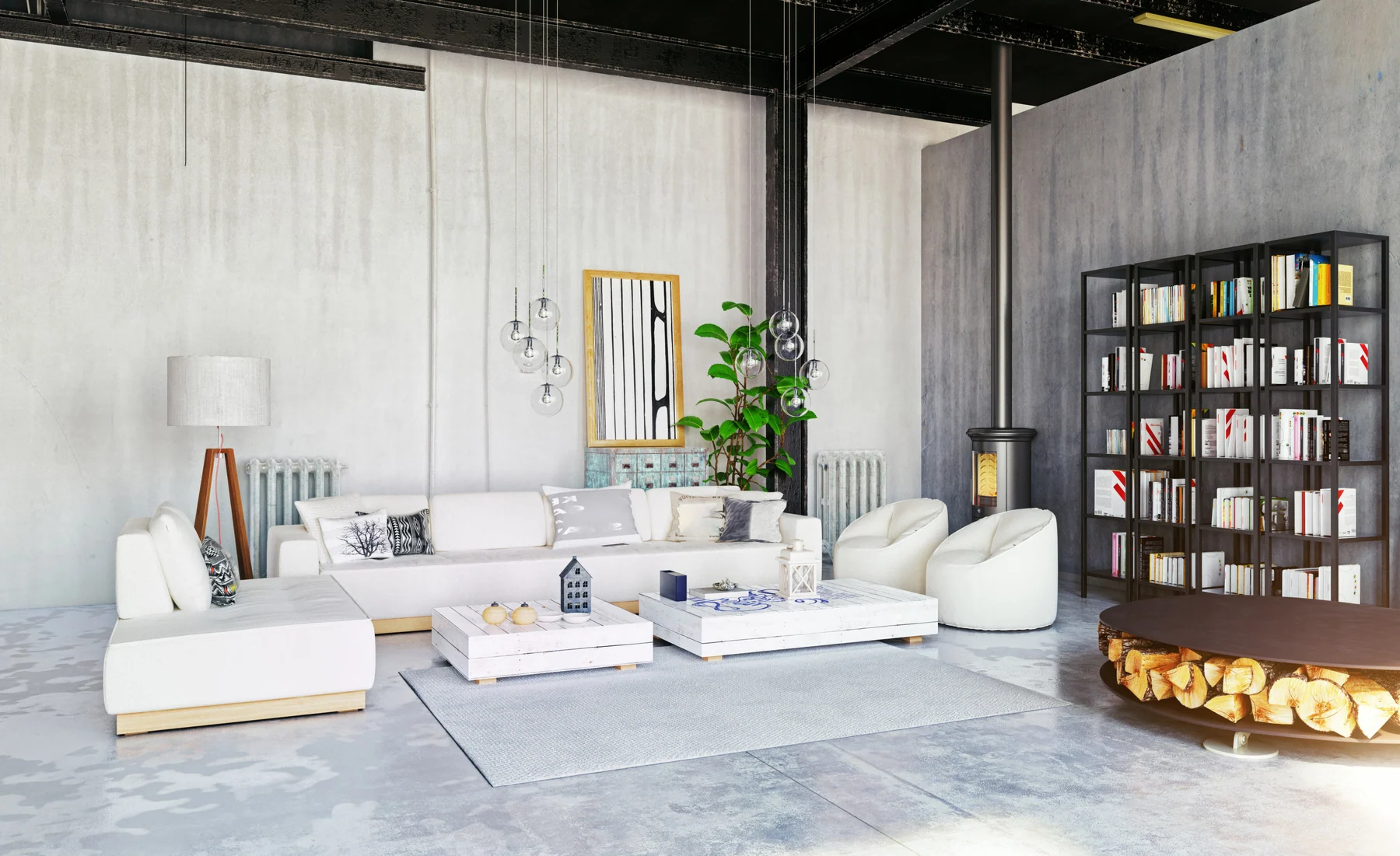 Modern loft living space reflecting a composed and practical client experience
